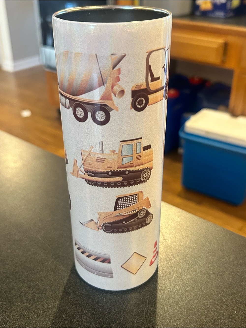 Construction Vehicles Tumbler - White and Tan
